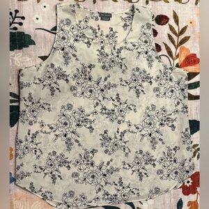 Van Heusen Cream Tank Top with Navy Floral Print